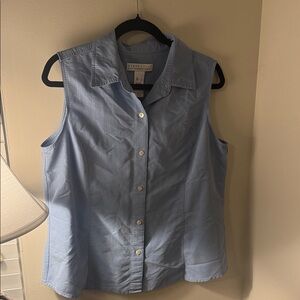 Pastelle Light Blue Sleeveless Button Down Shirt
